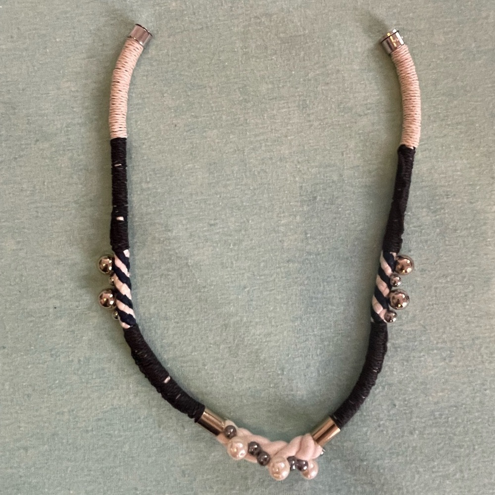 Unique ENFÖLD Rope, Pearl & Metallic Bead Statement Necklace